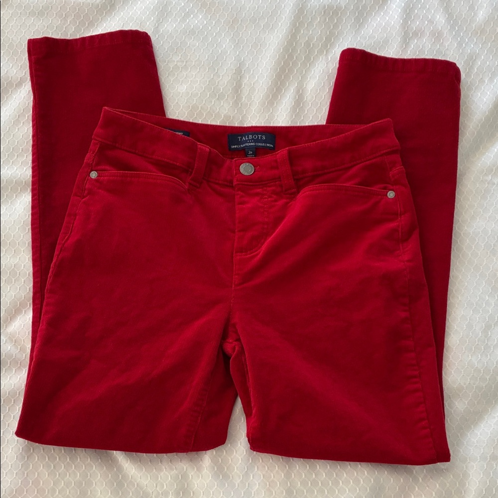 Talbots Petite Red Simply Flattering Corduroy Pants